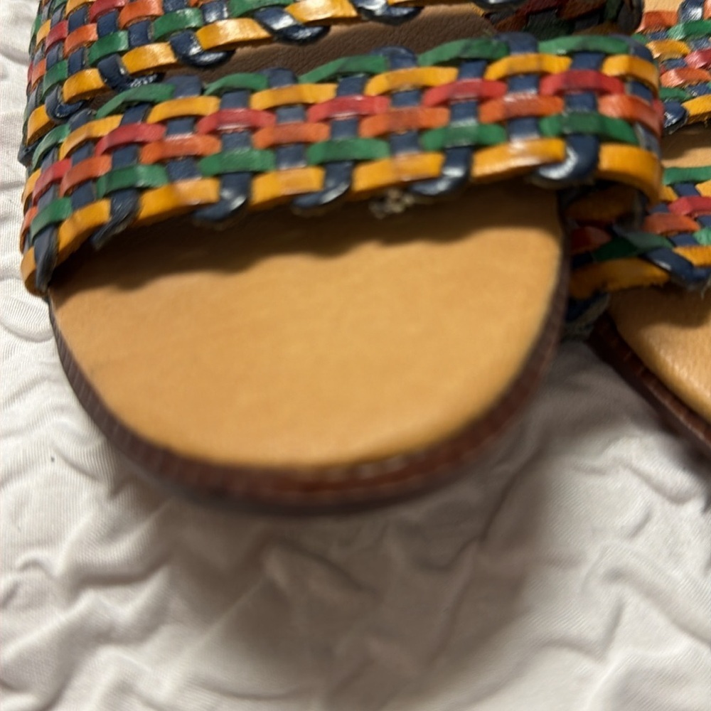 Vintage Nicole Multicolor Woven Leather Sandals…. Shawn ..Made In Brazil NWOT - Picture 8 of 9